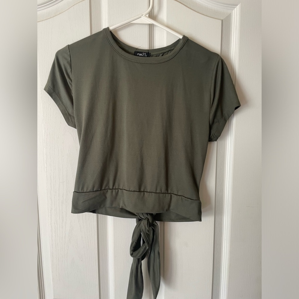 Army green open back crop top